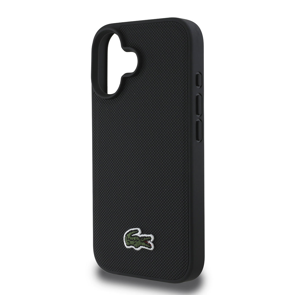 iPhone 16 Kılıf Lacoste Orjinal Lisanslı PU Pike Desenli Arka Yüzey İkonik Timsah Dokuma Logolu Kapak + Type-C Kablo 1.5m
