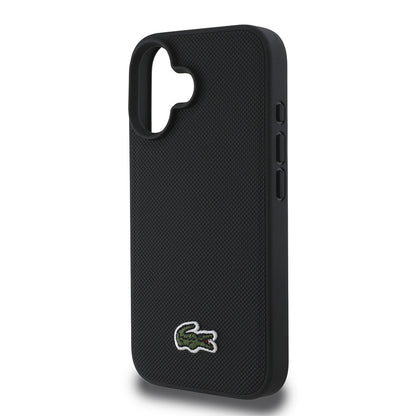 iPhone 16 Kılıf Lacoste Orjinal Lisanslı PU Pike Desenli Arka Yüzey İkonik Timsah Dokuma Logolu Kapak + Type-C Kablo 1.5m