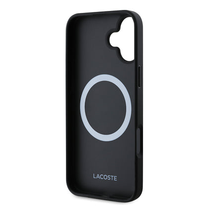 iPhone 16 Kılıf Lacoste Orjinal Lisanslı PU Pike Desenli Arka Yüzey İkonik Timsah Dokuma Logolu Kapak + Type-C Kablo 1.5m