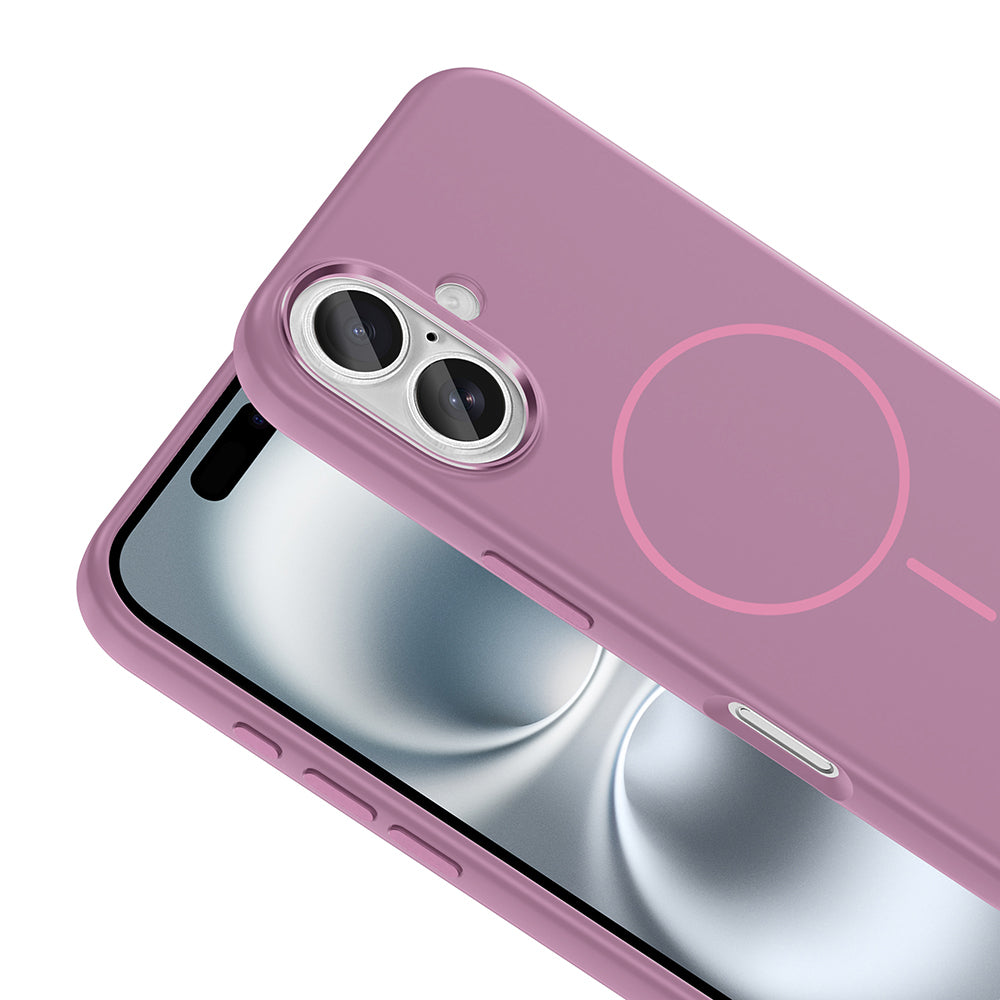Apple iPhone 16 Kılıf M-Safe Şarj Özellikli Metal Kamera Çerçeveli Zore Edi Silikon Kapak