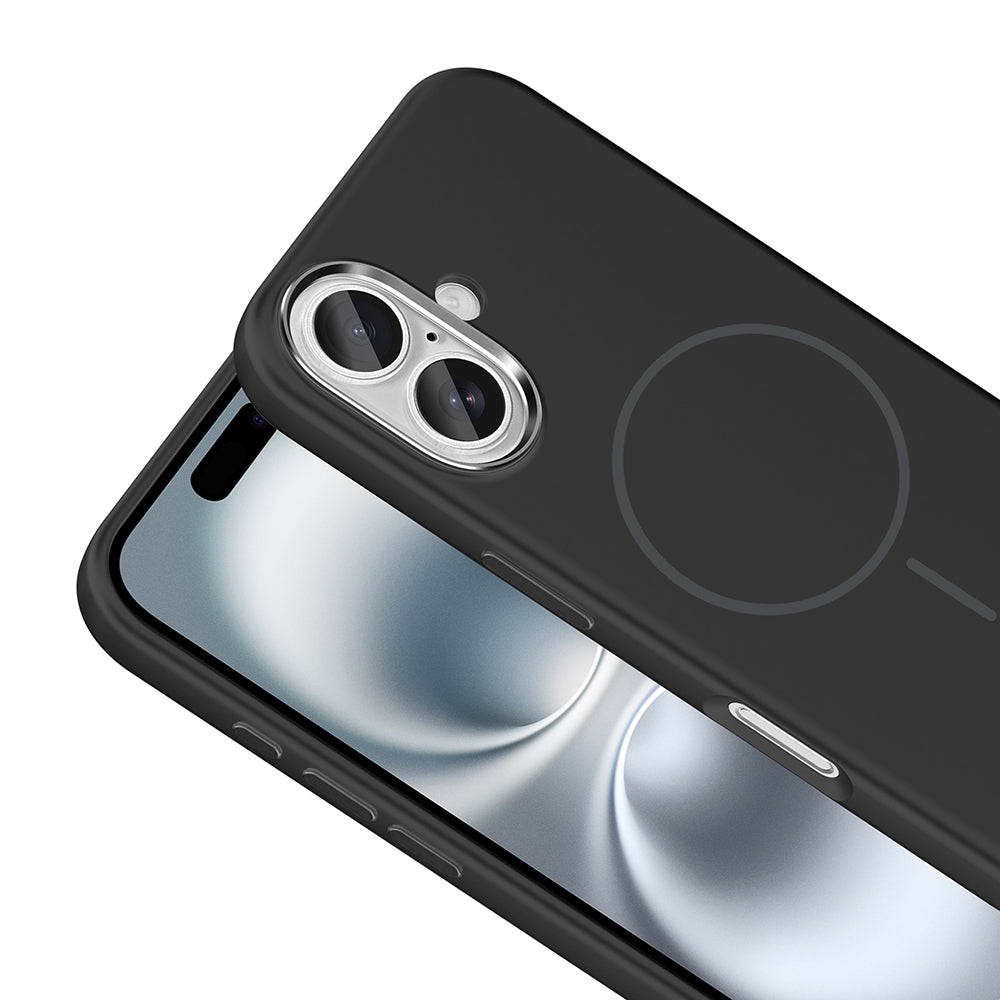 Apple iPhone 16 Kılıf M-Safe Şarj Özellikli Metal Kamera Çerçeveli Zore Edi Silikon Kapak