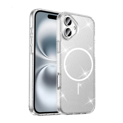 Apple iPhone 16 Kılıf M-safe Şarj Özellikli Parlayan Simli Saydam Renkli Zore Maris Kapak