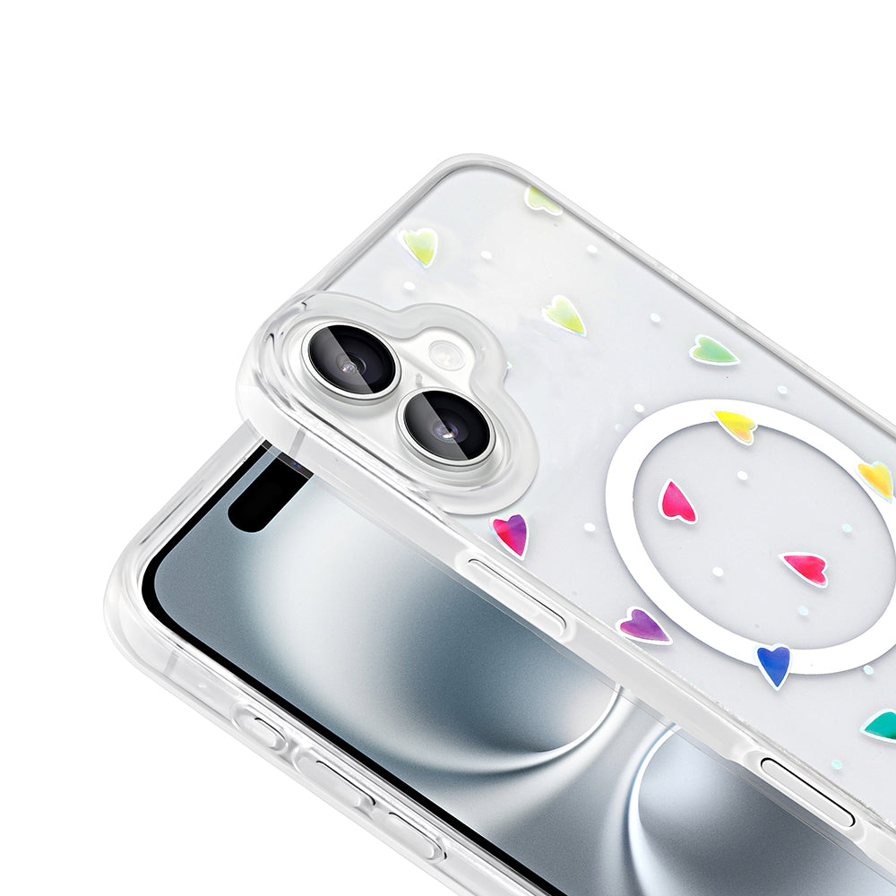 Apple iPhone 16 Kılıf M-Safe Şarj Özellikli Şeffaf Zore Folk Sert Kapak
