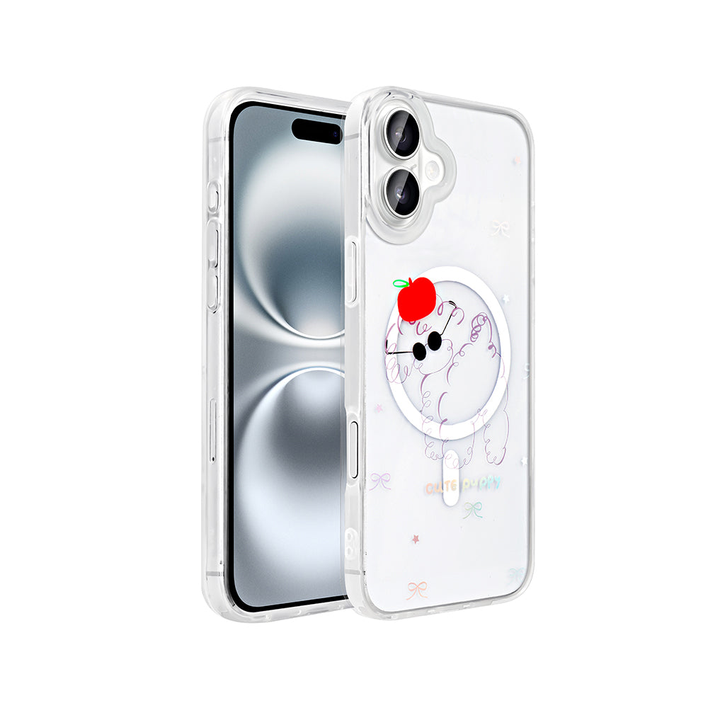 Apple iPhone 16 Kılıf M-Safe Şarj Özellikli Şeffaf Zore Folk Sert Kapak