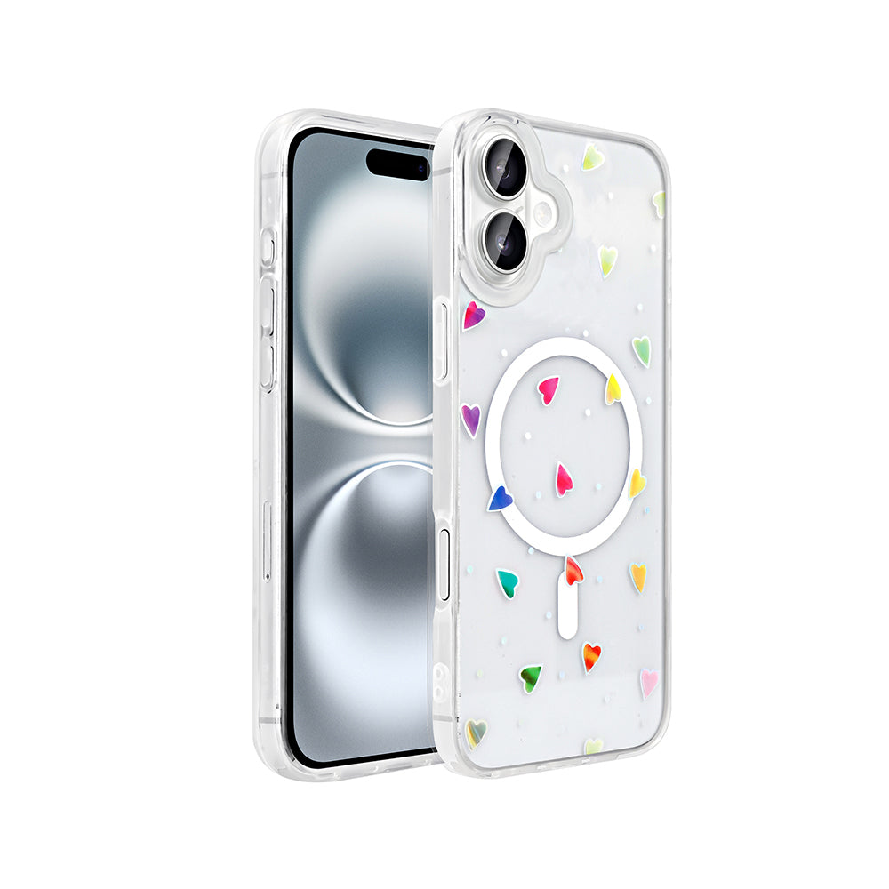 Apple iPhone 16 Kılıf M-Safe Şarj Özellikli Şeffaf Zore Folk Sert Kapak