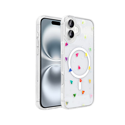 Apple iPhone 16 Kılıf M-Safe Şarj Özellikli Şeffaf Zore Folk Sert Kapak