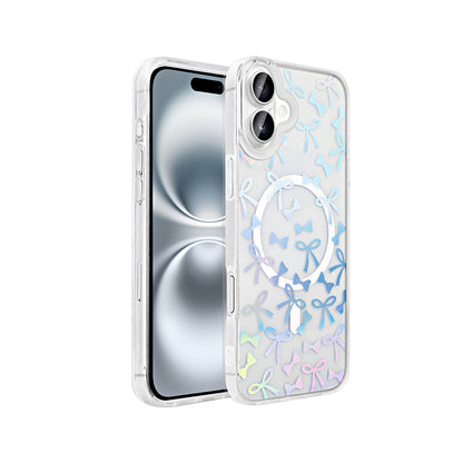 Apple iPhone 16 Kılıf M-Safe Şarj Özellikli Şeffaf Zore Folk Sert Kapak