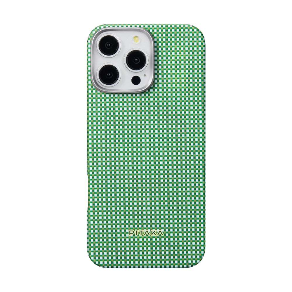 iPhone 16 Pro Kılıf M-safe Şarj Özellikli Aramid Fiber Pitaka Ultra-Slim Classic Serisi Forest Green Kapak