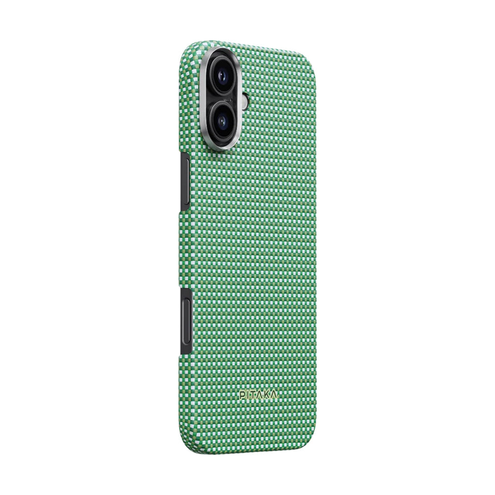 iPhone 16 Kılıf M-safe Şarj Özellikli Aramid Fiber Pitaka Ultra-Slim Classic Serisi Forest Green Kapak
