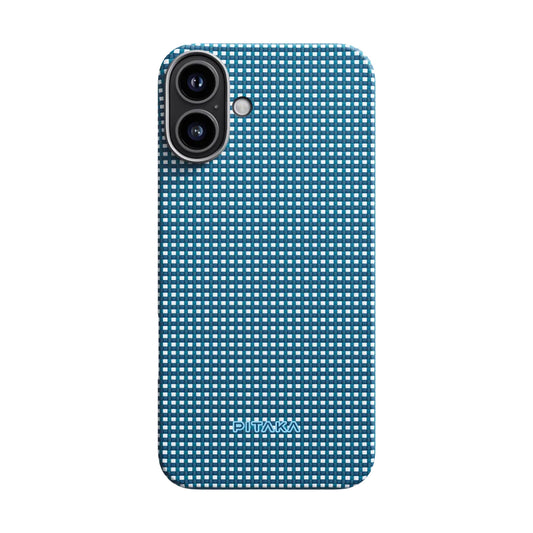 iPhone 16 Kılıf M-safe Şarj Özellikli Aramid Fiber Pitaka Ultra-Slim Classic Serisi Ocean Blue Kapak