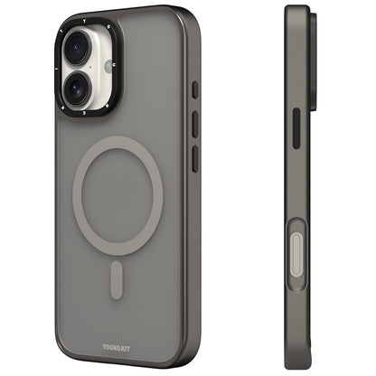 iPhone 16 Kılıf M-safe Şarj Özellikli Cam Arka Yüzey TPU Youngkit Gemstone Serisi Kapak