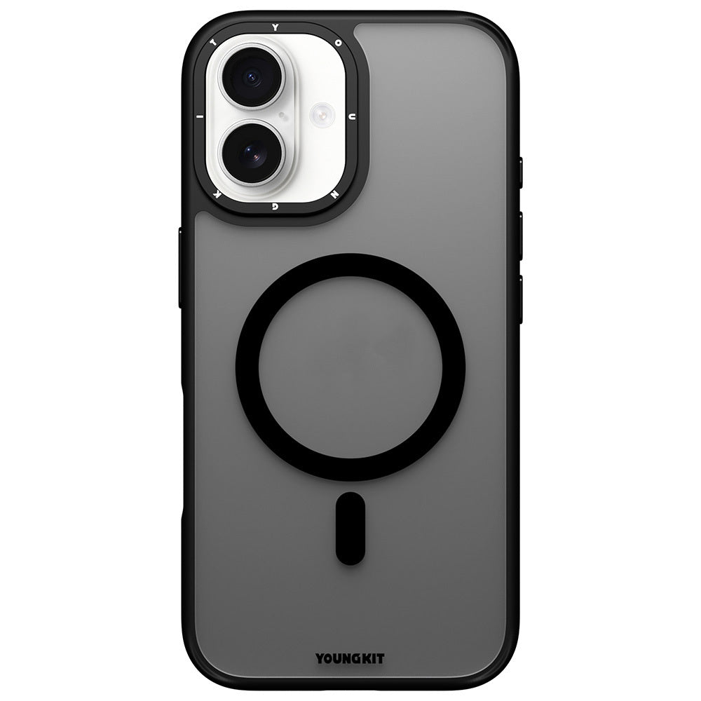 iPhone 16 Kılıf M-safe Şarj Özellikli Cam Arka Yüzey TPU Youngkit Gemstone Serisi Kapak
