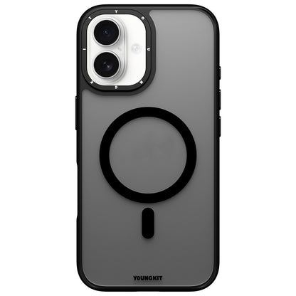 iPhone 16 Kılıf M-safe Şarj Özellikli Cam Arka Yüzey TPU Youngkit Gemstone Serisi Kapak