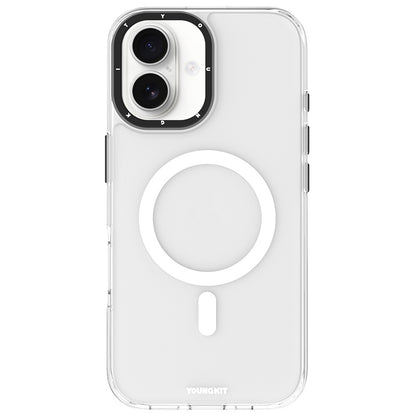 iPhone 16 Kılıf M-safe Şarj Özellikli Cam Arka Yüzey TPU Youngkit Gemstone Serisi Kapak