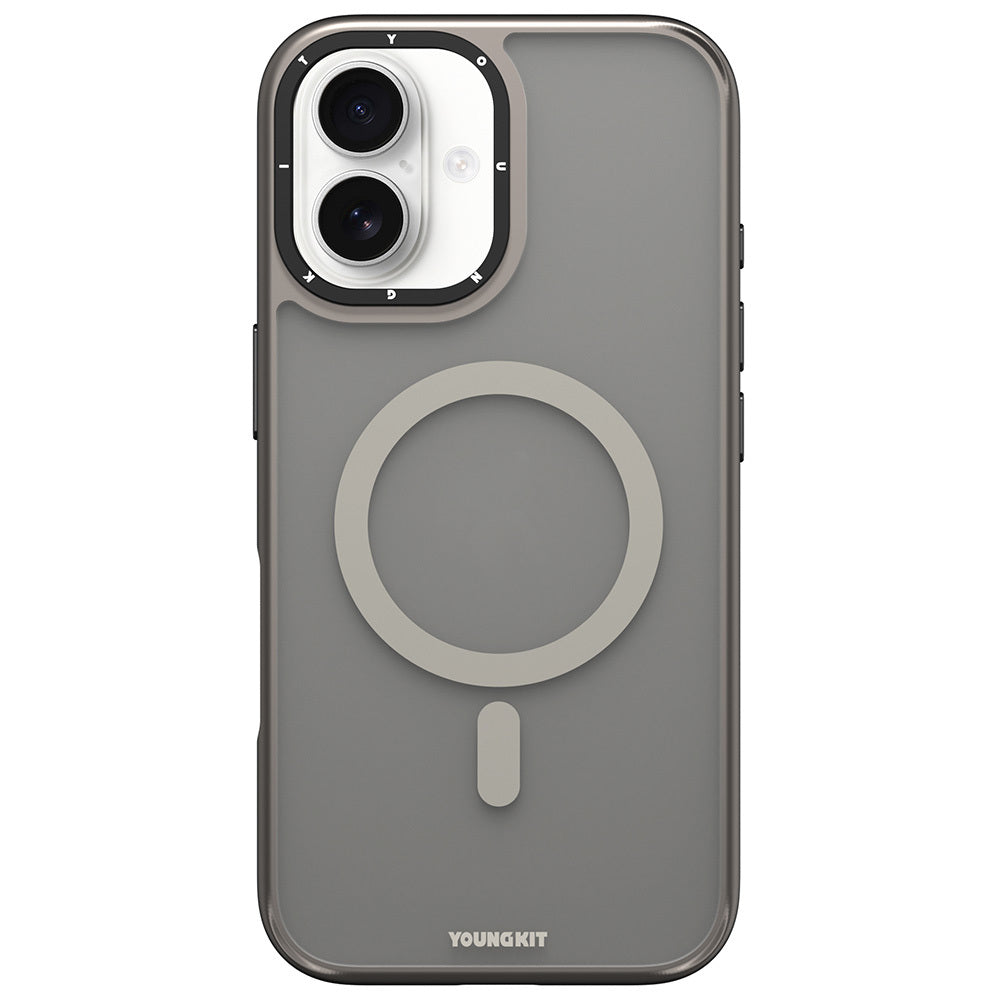 iPhone 16 Kılıf M-safe Şarj Özellikli Cam Arka Yüzey TPU Youngkit Gemstone Serisi Kapak