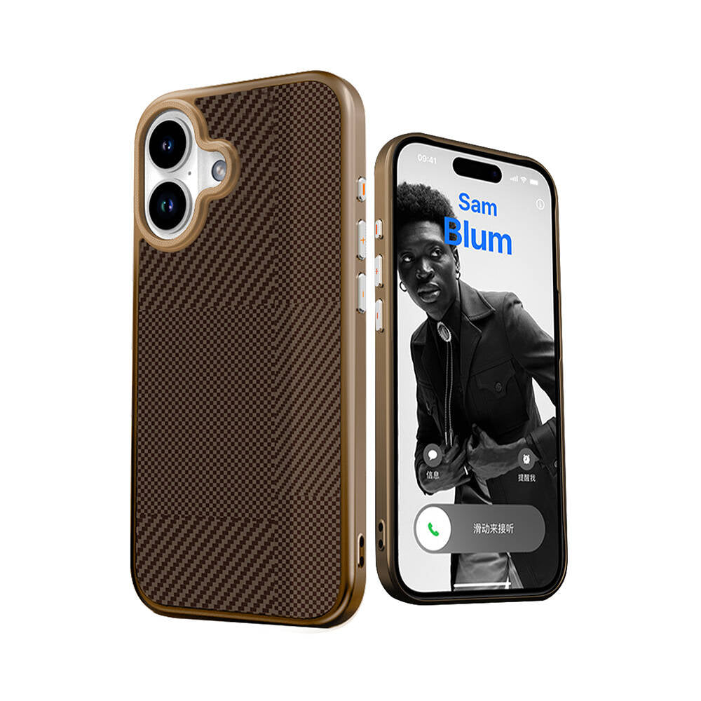iPhone 16 Kılıf M-safe Şarj Özellikli Karbon Fiber Desenli Mutural Montage Kapak