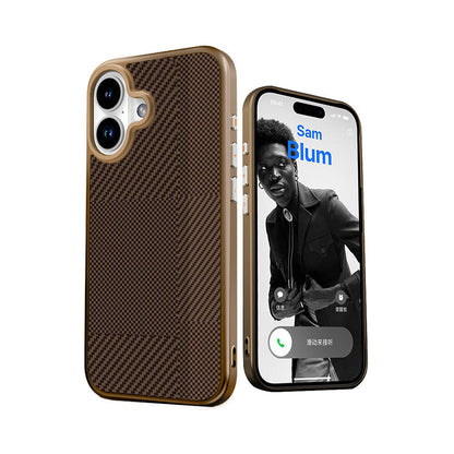 iPhone 16 Kılıf M-safe Şarj Özellikli Karbon Fiber Desenli Mutural Montage Kapak