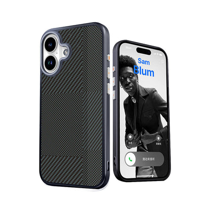iPhone 16 Kılıf M-safe Şarj Özellikli Karbon Fiber Desenli Mutural Montage Kapak