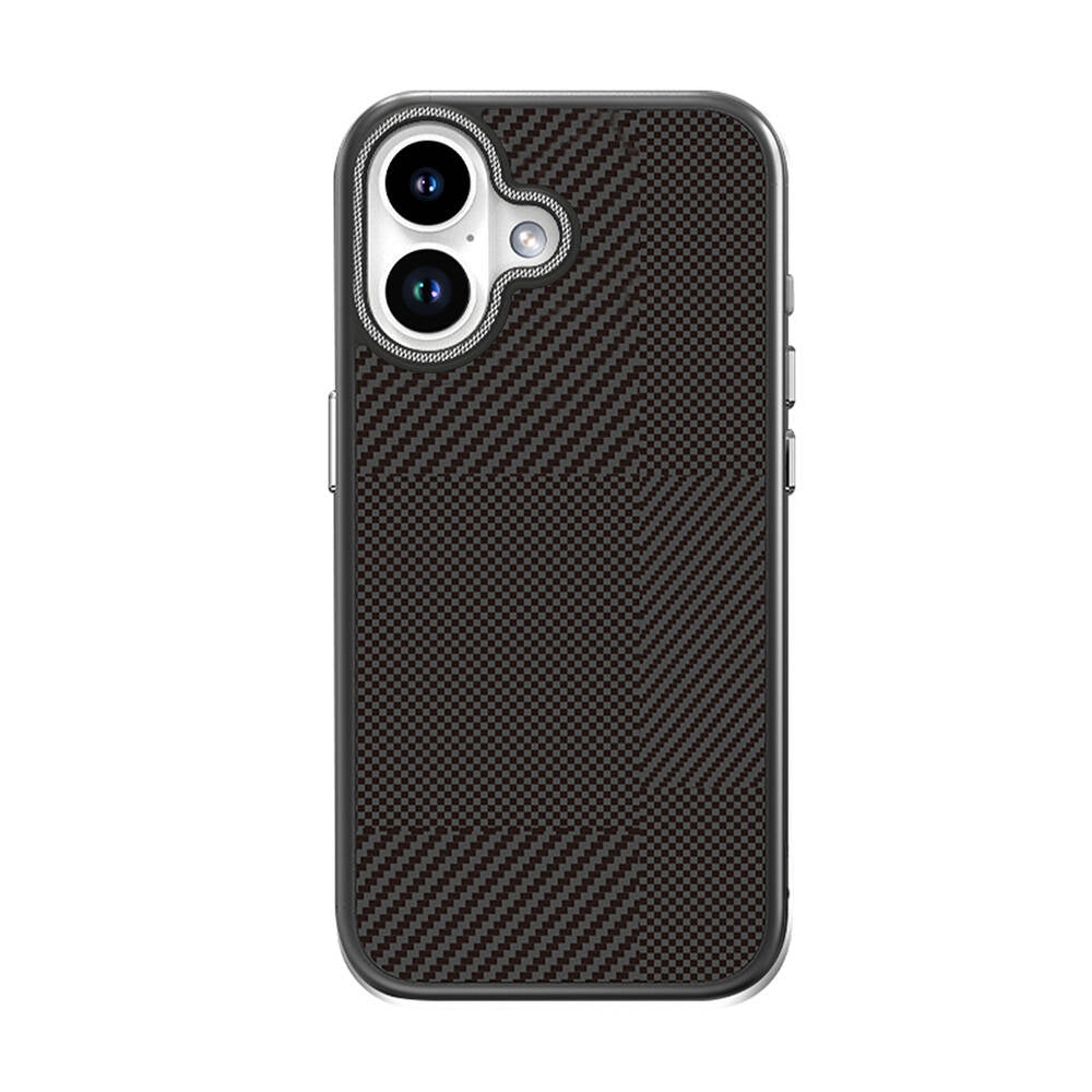 iPhone 16 Kılıf M-safe Şarj Özellikli Karbon Fiber Desenli Mutural Montage Kapak