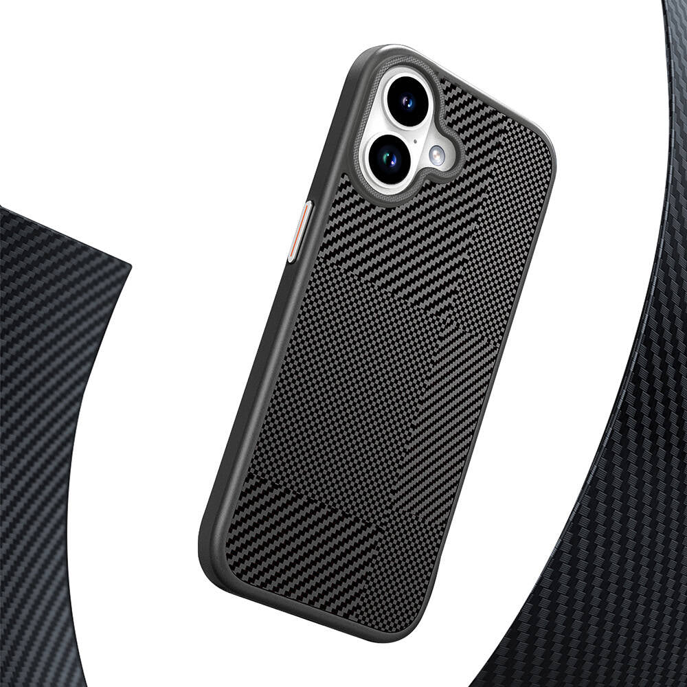 iPhone 16 Kılıf M-safe Şarj Özellikli Karbon Fiber Desenli Mutural Montage Kapak