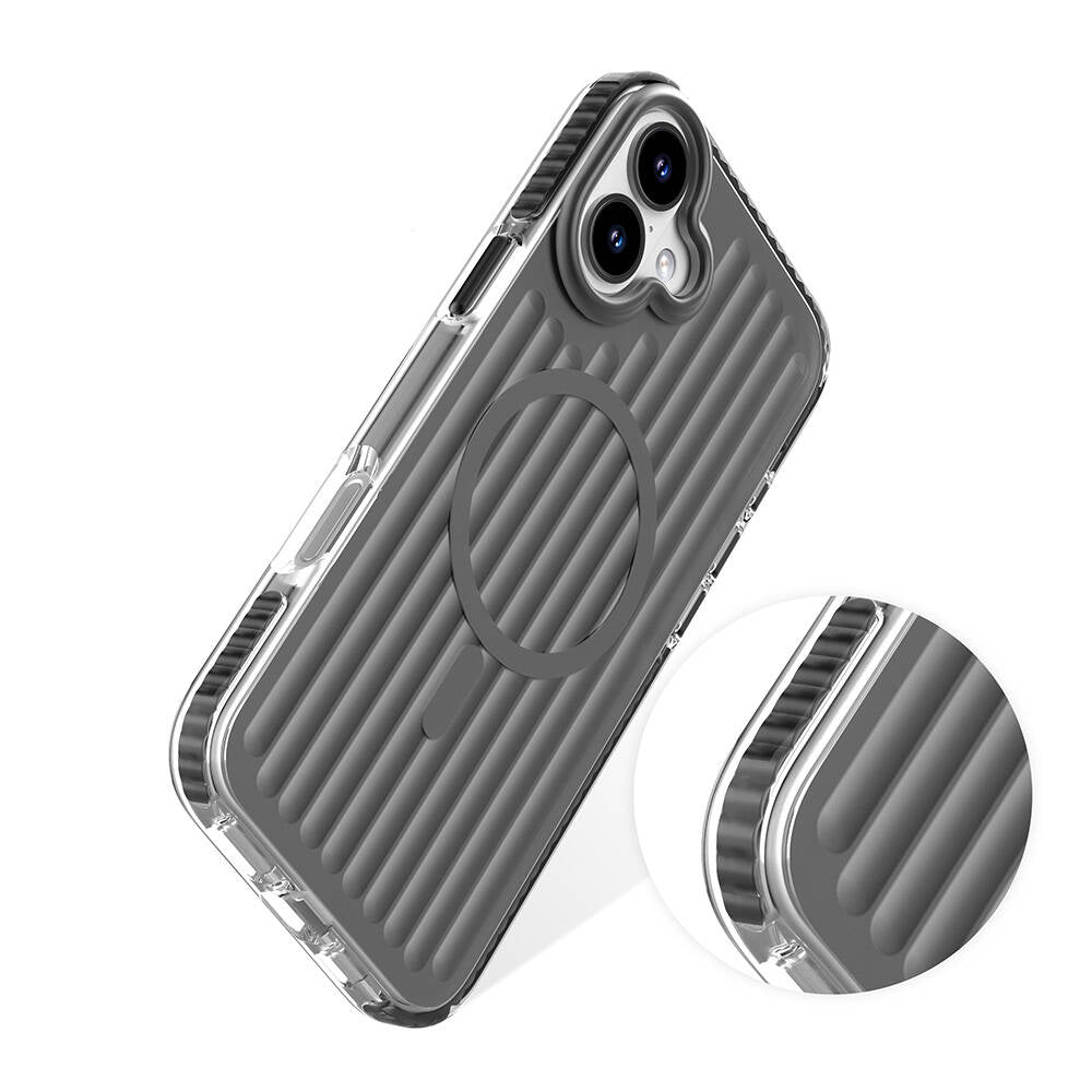 iPhone 16 Kılıf M-safe Şarj Özellikli Oyuklu Tasarım Mutural Bumpy Clear Kapak