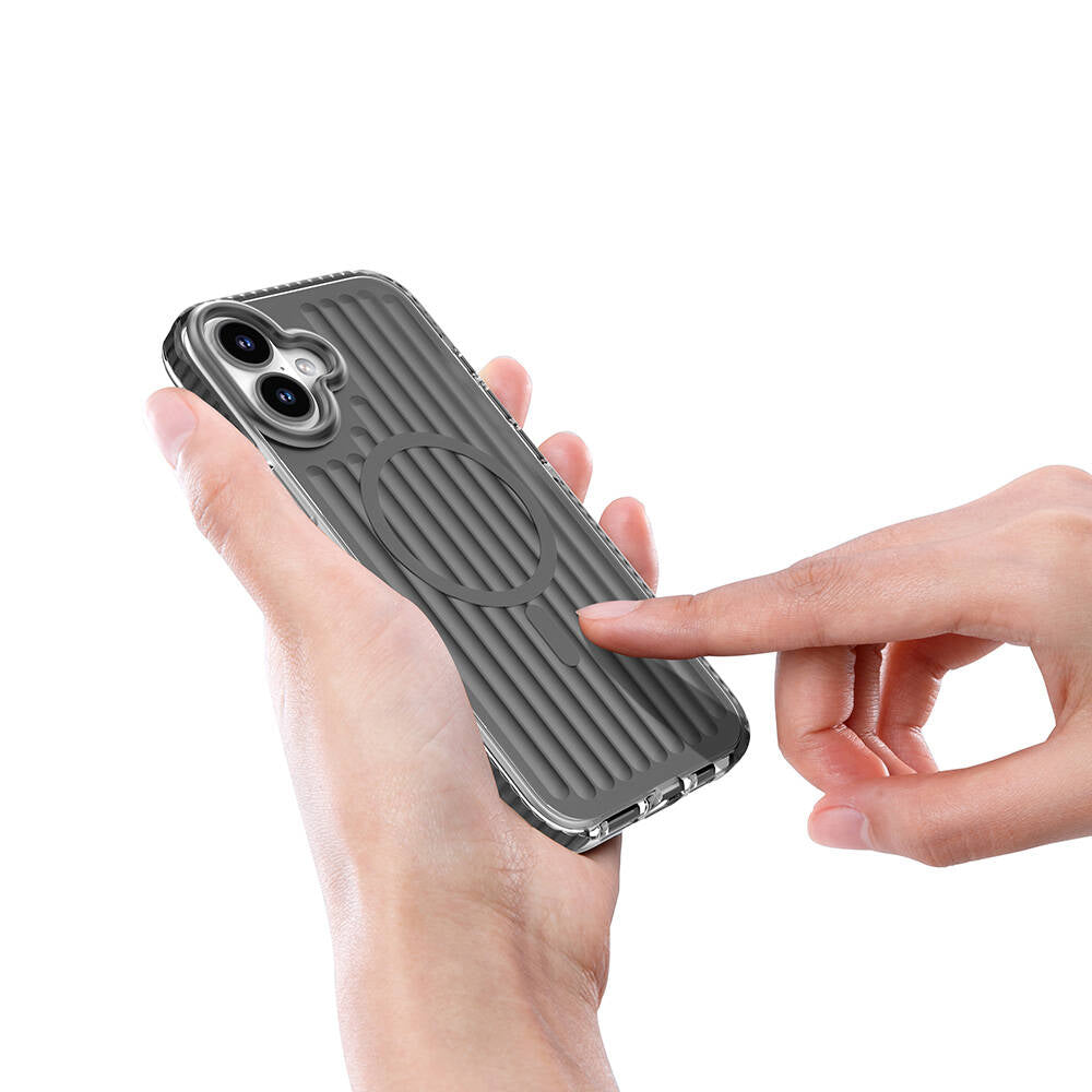 iPhone 16 Kılıf M-safe Şarj Özellikli Oyuklu Tasarım Mutural Bumpy Clear Kapak