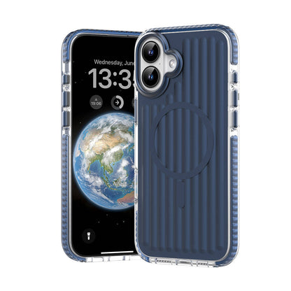 iPhone 16 Kılıf M-safe Şarj Özellikli Oyuklu Tasarım Mutural Bumpy Clear Kapak