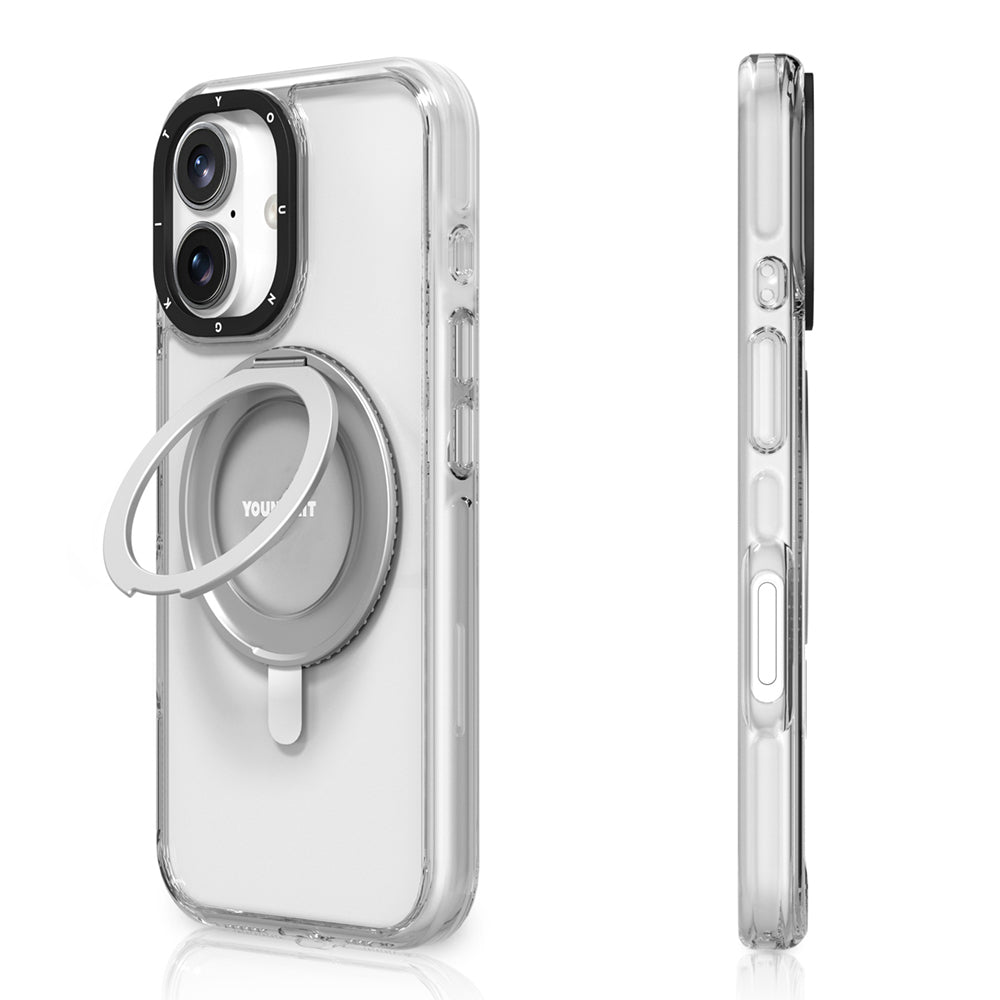iPhone 16 Kılıf M-safe Şarj Özellikli Parmak Ring Standlı Youngkit Pivot Serisi Kapak
