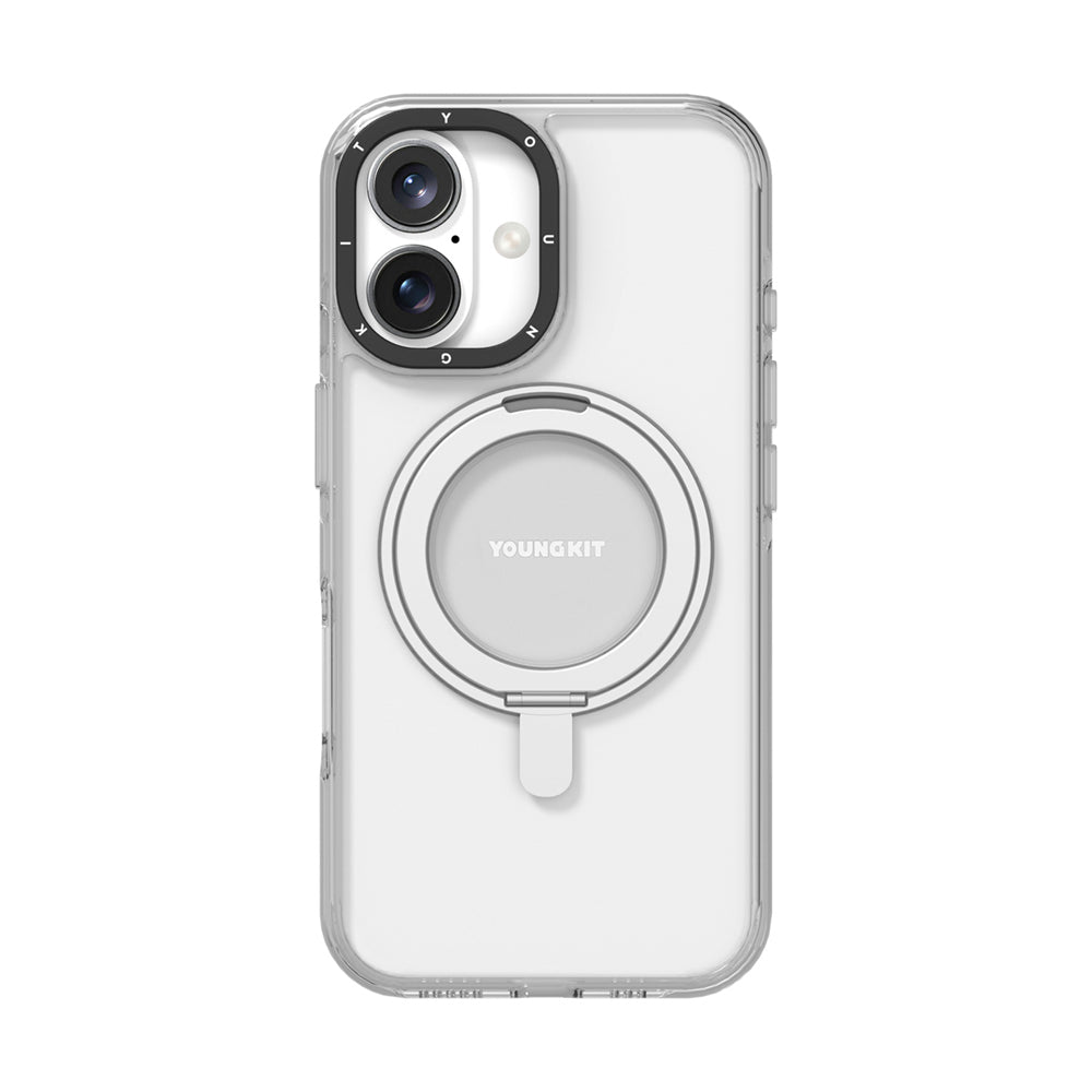 iPhone 16 Kılıf M-safe Şarj Özellikli Parmak Ring Standlı Youngkit Pivot Serisi Kapak