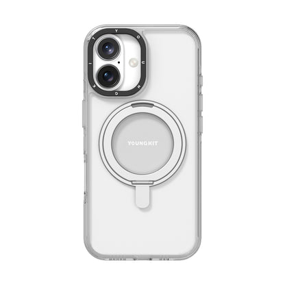 iPhone 16 Kılıf M-safe Şarj Özellikli Parmak Ring Standlı Youngkit Pivot Serisi Kapak