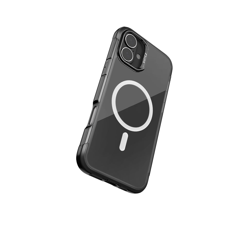 iPhone 16 Kılıf M-safe Şarj Özellikli Raptic Air Serisi Airbag Tasarımlı Metal Köşelikli Şeffaf Kapak