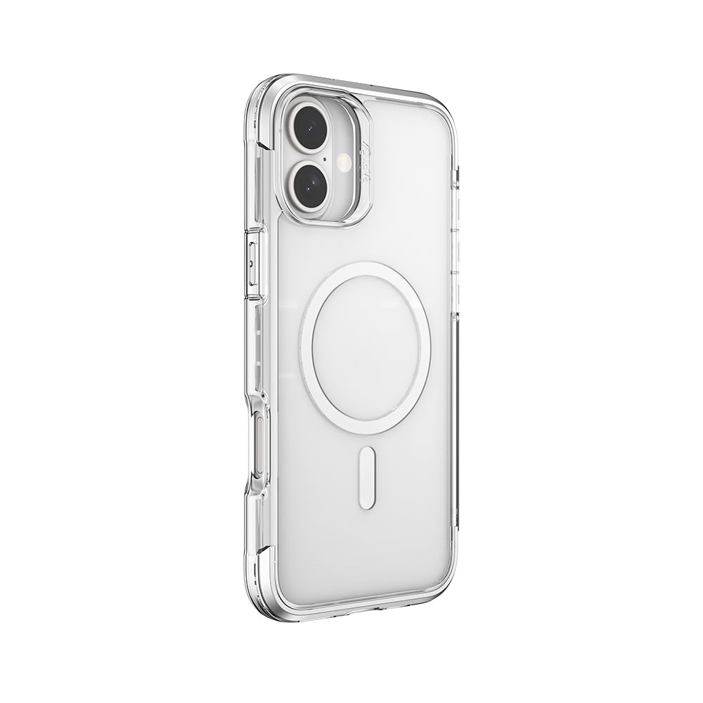 iPhone 16 Kılıf M-safe Şarj Özellikli Raptic Air Serisi Airbag Tasarımlı Metal Köşelikli Şeffaf Kapak