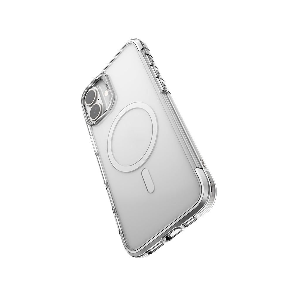 iPhone 16 Kılıf M-safe Şarj Özellikli Raptic Air Serisi Airbag Tasarımlı Metal Köşelikli Şeffaf Kapak