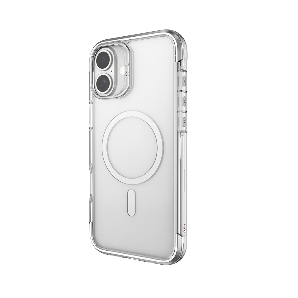 iPhone 16 Kılıf M-safe Şarj Özellikli Raptic Air Serisi Airbag Tasarımlı Metal Köşelikli Şeffaf Kapak
