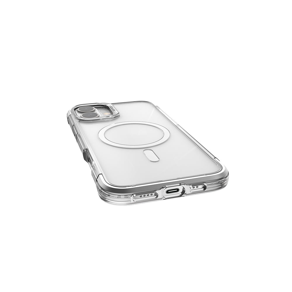 iPhone 16 Kılıf M-safe Şarj Özellikli Raptic Air Serisi Airbag Tasarımlı Metal Köşelikli Şeffaf Kapak