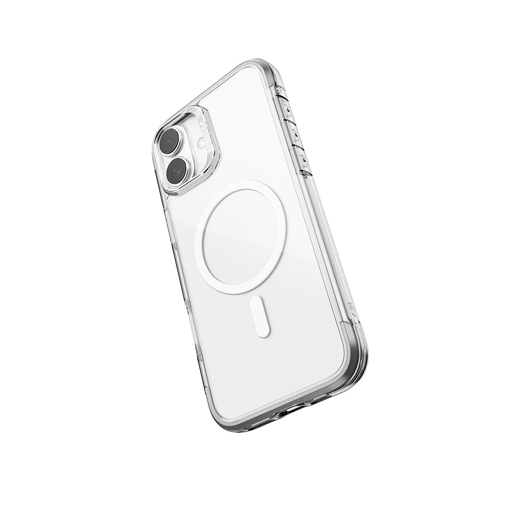 iPhone 16 Kılıf M-safe Şarj Özellikli Raptic Air Serisi Airbag Tasarımlı Metal Köşelikli Şeffaf Kapak