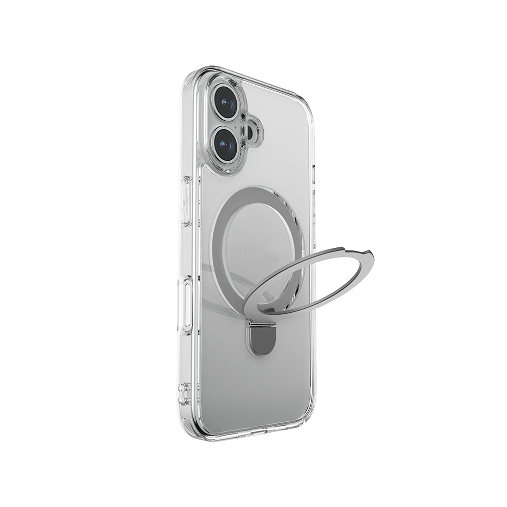iPhone 16 Kılıf M-safe Şarj Özellikli Raptic Air Stand Serisi Buzlu Transparan Tasarımlı Standlı Kapak