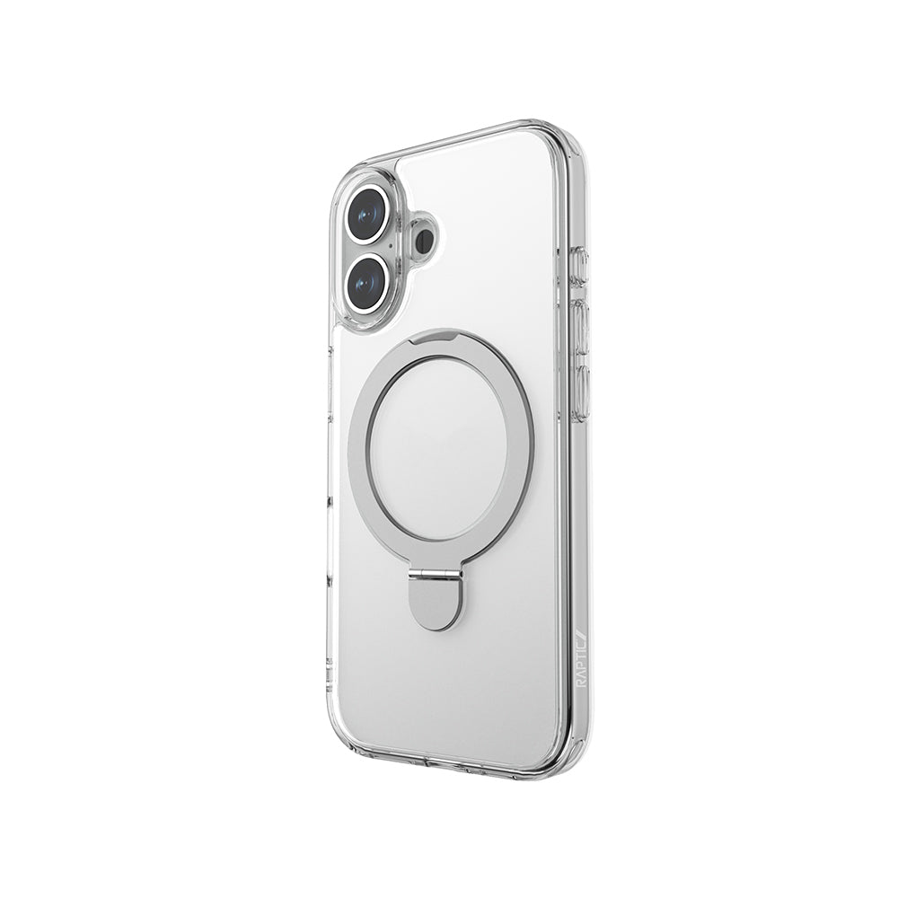 iPhone 16 Kılıf M-safe Şarj Özellikli Raptic Air Stand Serisi Buzlu Transparan Tasarımlı Standlı Kapak