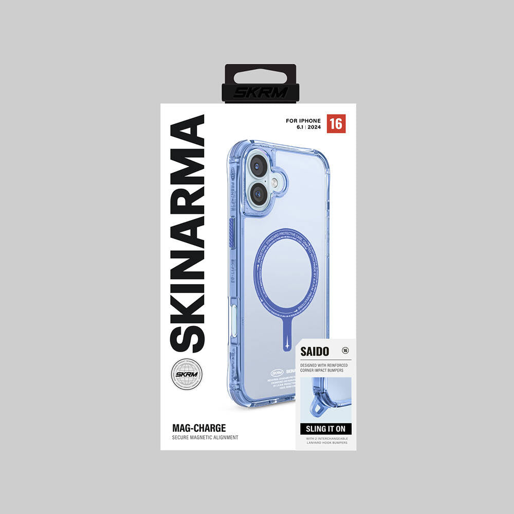 iPhone 16 Kılıf M-safe Şarj Özellikli Şeffaf Airbag Tasarımlı Skinarma Saido Kapak
