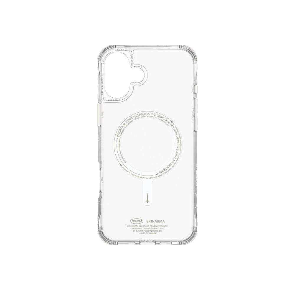 iPhone 16 Kılıf M-safe Şarj Özellikli Şeffaf Airbag Tasarımlı Skinarma Saido Nightglow Kapak
