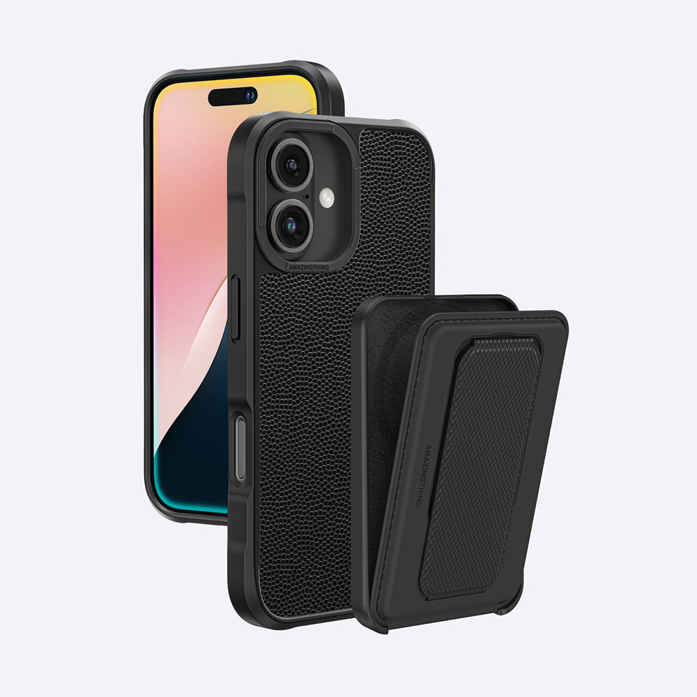 iPhone 16 Kılıf M-safe Şarj Özellikli Standlı Kartlıklı Set Amazingthing Glamour Luxe Serisi Kapak