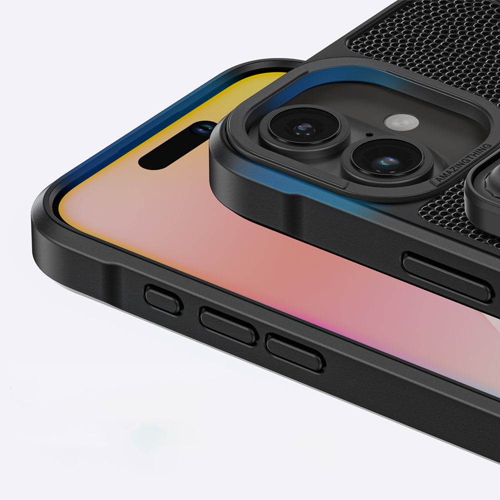 iPhone 16 Kılıf M-safe Şarj Özellikli Standlı Kartlıklı Set Amazingthing Glamour Luxe Serisi Kapak