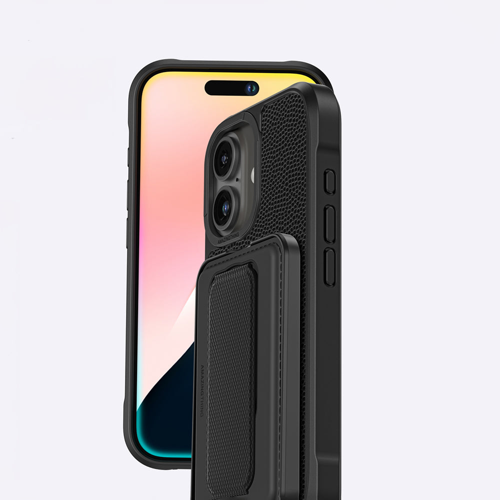 iPhone 16 Kılıf M-safe Şarj Özellikli Standlı Kartlıklı Set Amazingthing Glamour Luxe Serisi Kapak