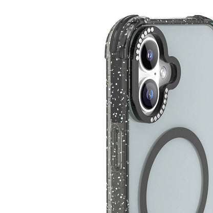 iPhone 16 Kılıf M-safe Şarj Özellikli Taşlı ve Simli Tasarım Mutural Blink Kapak