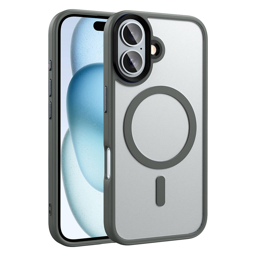 Apple iPhone 16 Kılıf Mat Arka Yüzey Wireless Şarj Özellikli Zore Flet M-safe Kapak