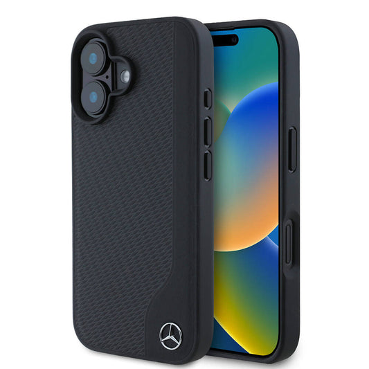 iPhone 16 Kılıf Mercedes Benz Orjinal Lisanslı M-safe Şarj Özellikli 3D Metal Logolu Wood Imitation Deri Kapak