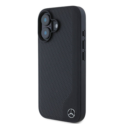 iPhone 16 Kılıf Mercedes Benz Orjinal Lisanslı M-safe Şarj Özellikli 3D Metal Logolu Wood Imitation Deri Kapak
