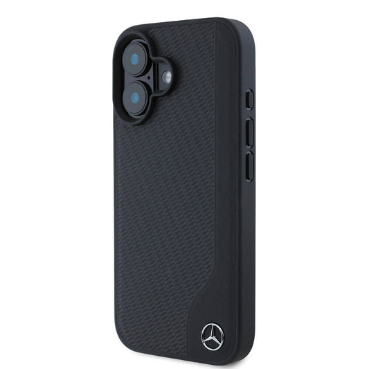 iPhone 16 Kılıf Mercedes Benz Orjinal Lisanslı M-safe Şarj Özellikli 3D Metal Logolu Wood Imitation Deri Kapak