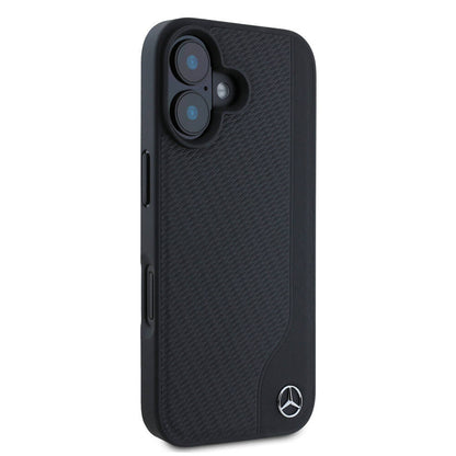 iPhone 16 Kılıf Mercedes Benz Orjinal Lisanslı M-safe Şarj Özellikli 3D Metal Logolu Wood Imitation Deri Kapak