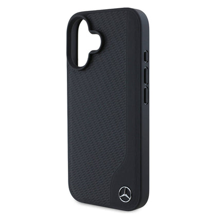 iPhone 16 Kılıf Mercedes Benz Orjinal Lisanslı M-safe Şarj Özellikli 3D Metal Logolu Wood Imitation Deri Kapak